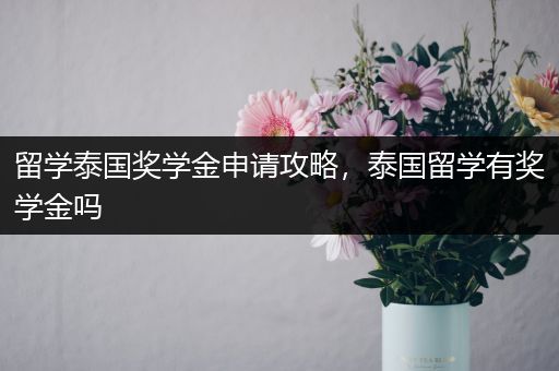 留学泰国奖学金申请攻略，泰国留学有奖学金吗