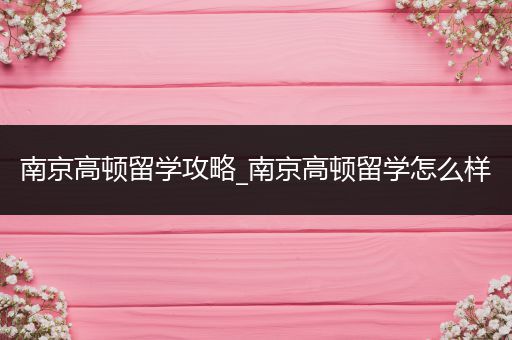 南京高顿留学攻略_南京高顿留学怎么样