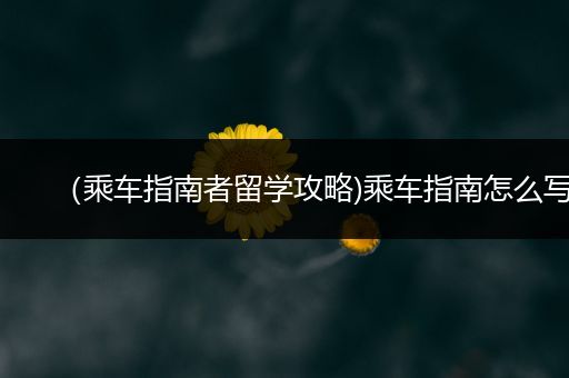 （乘车指南者留学攻略)乘车指南怎么写