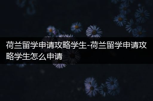 荷兰留学申请攻略学生-荷兰留学申请攻略学生怎么申请