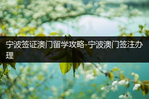 宁波签证澳门留学攻略-宁波澳门签注办理