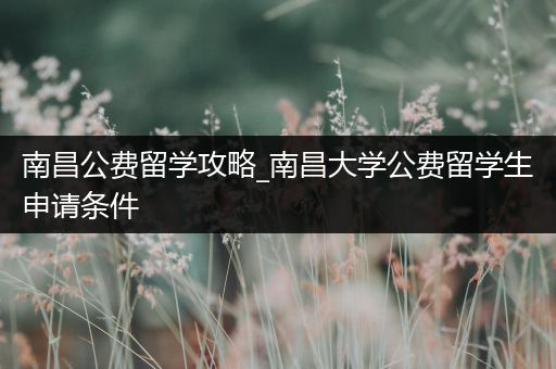 南昌公费留学攻略_南昌大学公费留学生申请条件