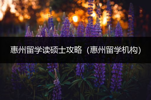 惠州留学读硕士攻略（惠州留学机构）