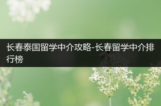 长春泰国留学中介攻略-长春留学中介排行榜