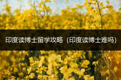 印度读博士留学攻略（印度读博士难吗）