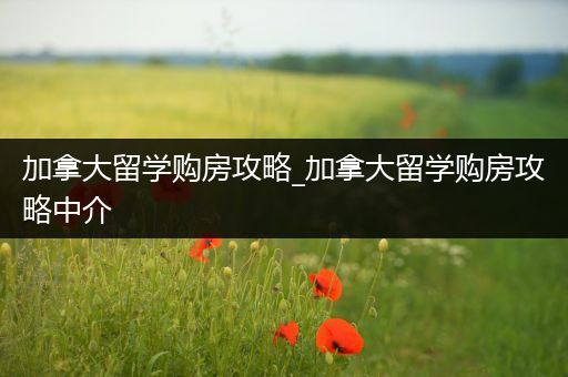 加拿大留学购房攻略_加拿大留学购房攻略中介