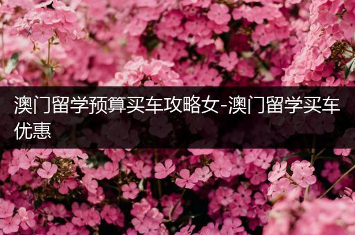 澳门留学预算买车攻略女-澳门留学买车优惠