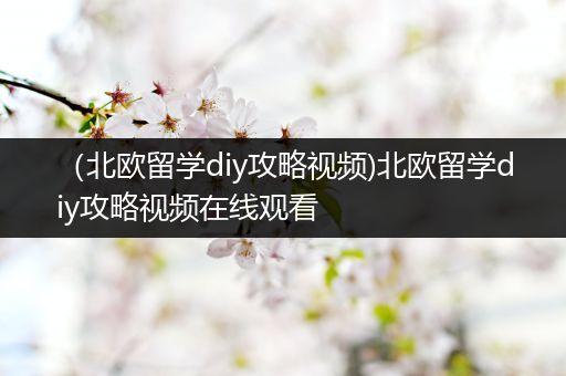 （北欧留学diy攻略视频)北欧留学diy攻略视频在线观看