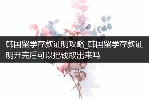 韩国留学存款证明攻略_韩国留学存款证明开完后可以把钱取出来吗