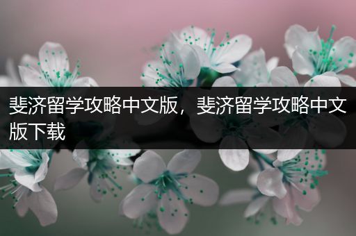 斐济留学攻略中文版，斐济留学攻略中文版下载
