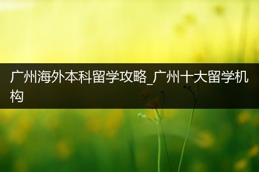 广州海外本科留学攻略_广州十大留学机构
