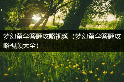 梦幻留学答题攻略视频（梦幻留学答题攻略视频大全）