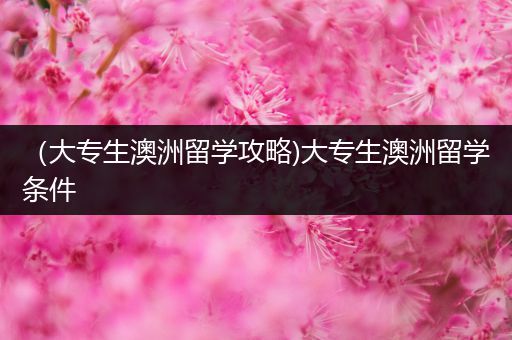 （大专生澳洲留学攻略)大专生澳洲留学条件