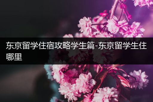 东京留学住宿攻略学生篇-东京留学生住哪里