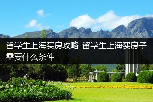 留学生上海买房攻略_留学生上海买房子需要什么条件