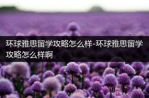 环球雅思留学攻略怎么样-环球雅思留学攻略怎么样啊