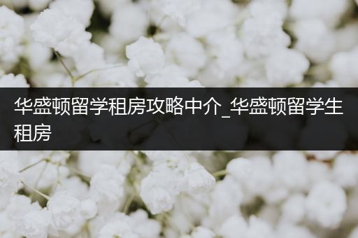 华盛顿留学租房攻略中介_华盛顿留学生租房