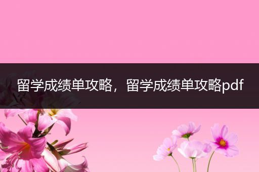 留学成绩单攻略，留学成绩单攻略pdf