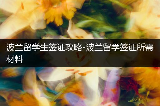 波兰留学生签证攻略-波兰留学签证所需材料