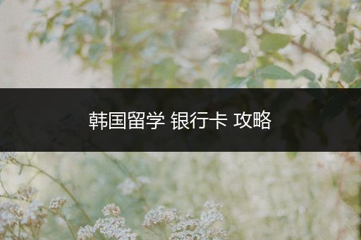 韩国留学 银行卡 攻略