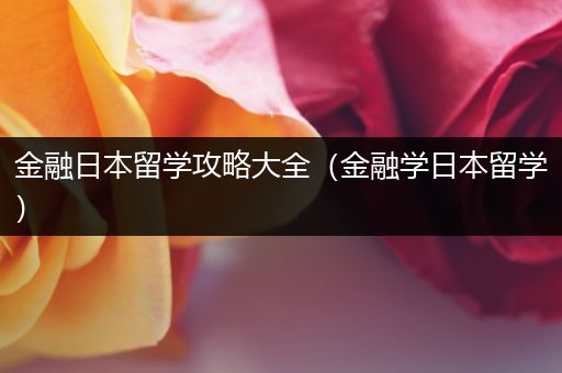 金融日本留学攻略大全（金融学日本留学）