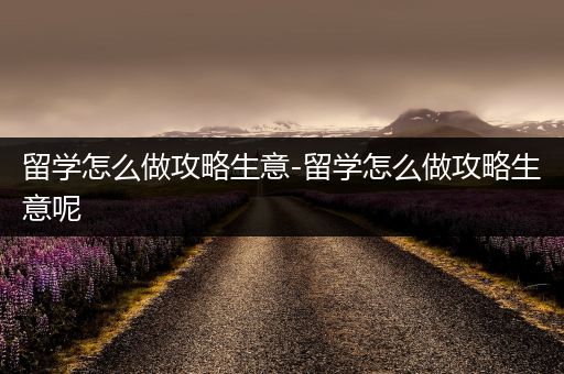 留学怎么做攻略生意-留学怎么做攻略生意呢