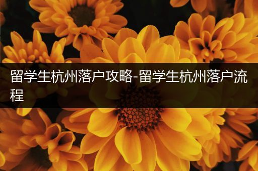 留学生杭州落户攻略-留学生杭州落户流程