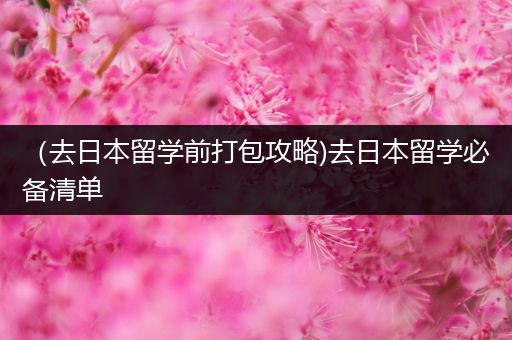 （去日本留学前打包攻略)去日本留学必备清单