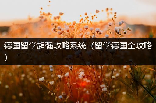 德国留学超强攻略系统（留学德国全攻略）