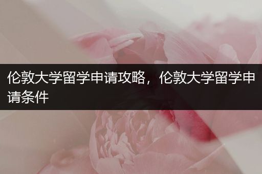 伦敦大学留学申请攻略，伦敦大学留学申请条件