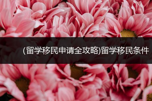 （留学移民申请全攻略)留学移民条件