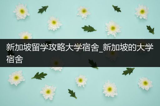 新加坡留学攻略大学宿舍_新加坡的大学宿舍