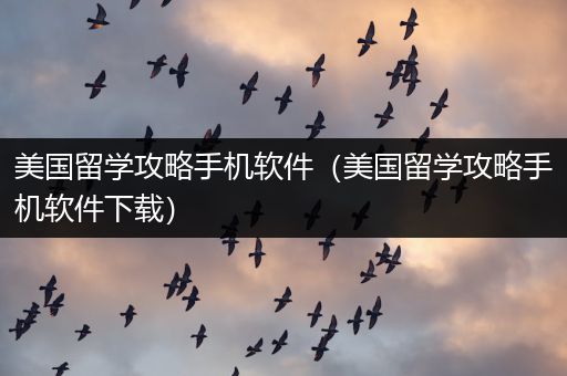 美国留学攻略手机软件（美国留学攻略手机软件下载）