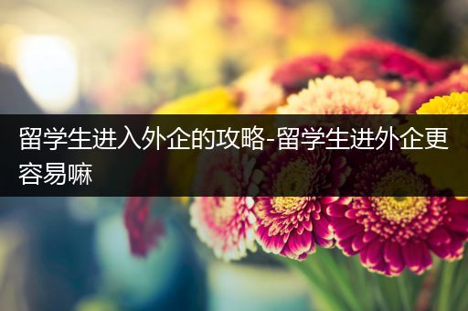 留学生进入外企的攻略-留学生进外企更容易嘛