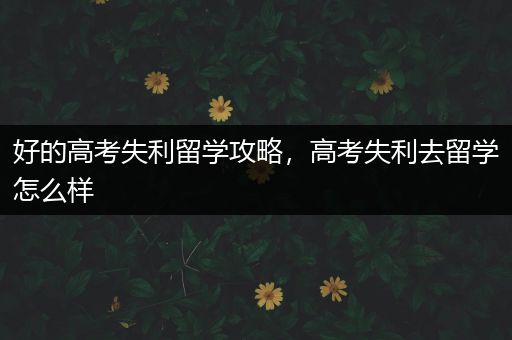 好的高考失利留学攻略，高考失利去留学怎么样