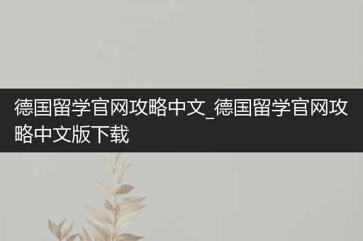 德国留学官网攻略中文_德国留学官网攻略中文版下载