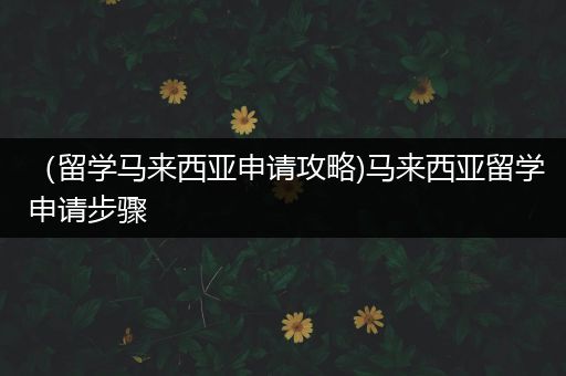 （留学马来西亚申请攻略)马来西亚留学申请步骤