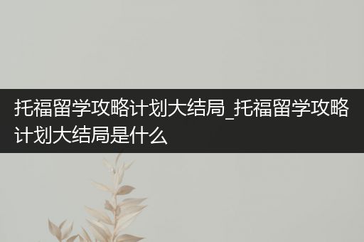 托福留学攻略计划大结局_托福留学攻略计划大结局是什么