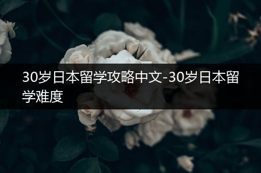30岁日本留学攻略中文-30岁日本留学难度