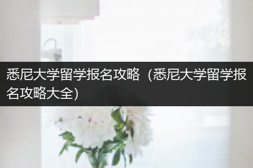 悉尼大学留学报名攻略（悉尼大学留学报名攻略大全）