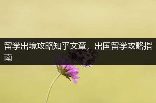 留学出境攻略知乎文章，出国留学攻略指南