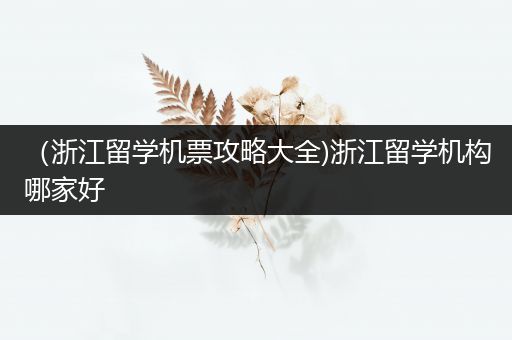 （浙江留学机票攻略大全)浙江留学机构哪家好