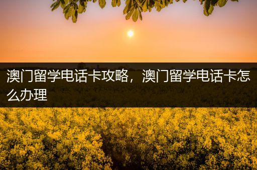 澳门留学电话卡攻略，澳门留学电话卡怎么办理