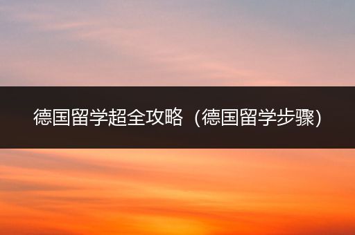 德国留学超全攻略（德国留学步骤）