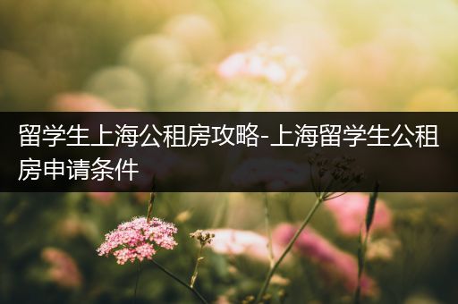 留学生上海公租房攻略-上海留学生公租房申请条件