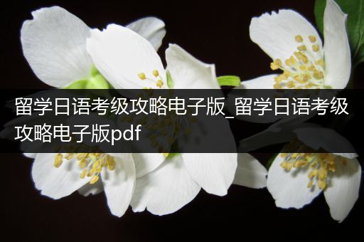 留学日语考级攻略电子版_留学日语考级攻略电子版pdf